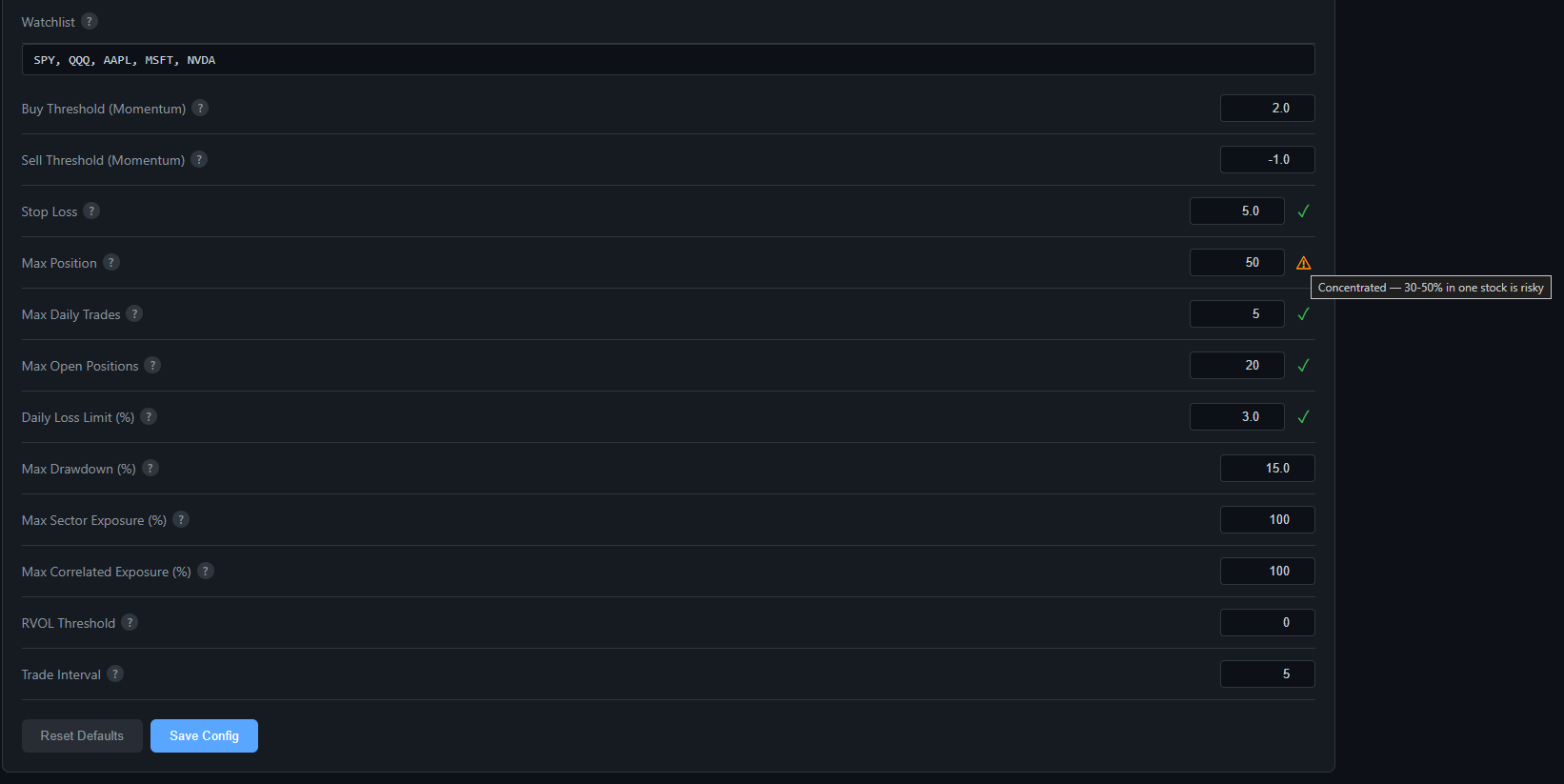 Inline config validation